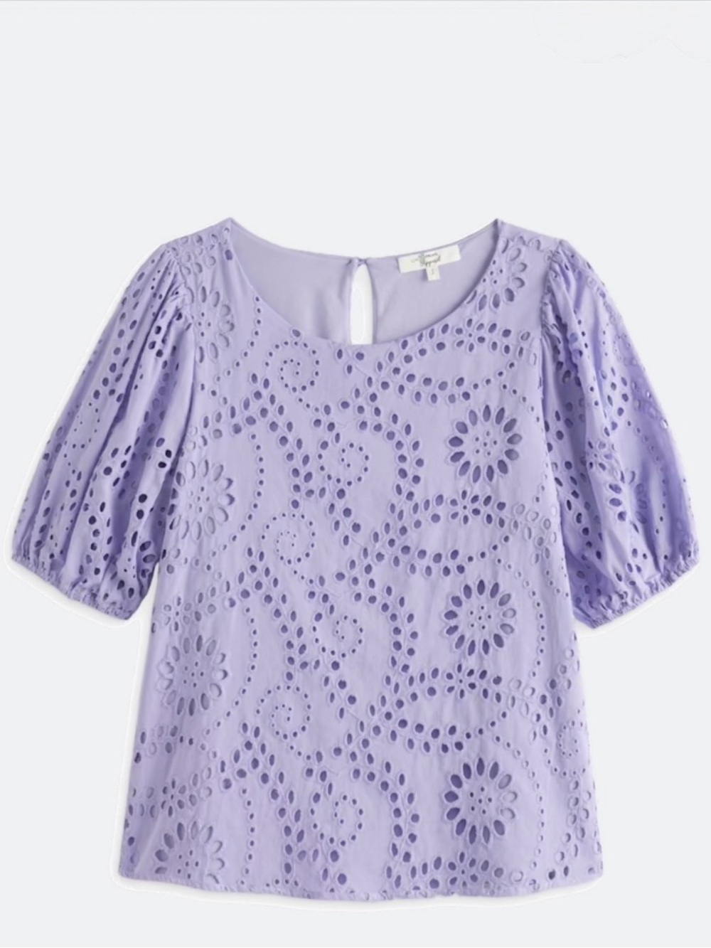 Beacon Lavender Eyelet Puff Sleeve Blouse